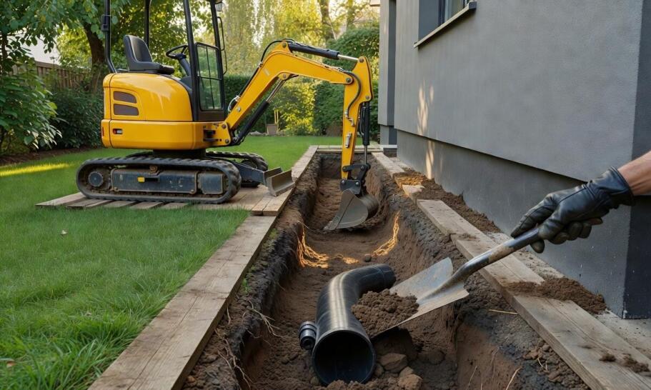 Jak prowadzić wykop minikoparką wokół istniejących instalacji i fundamentów na zagospodarowanej działce