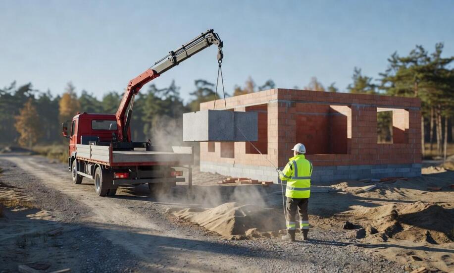 Jak przygotować małą budowę w Dębnie na dostawę kruszywa, betonu i rozładunek z żurawiem hydraulicznym