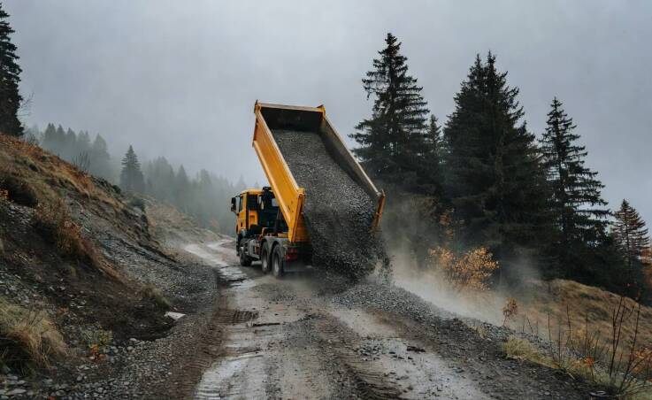 Dlaczego plan dostaw kruszywa wywrotkami decyduje o tempie robót drogowych w terenie górskim