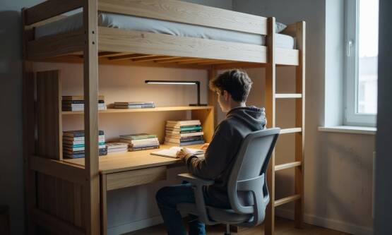 Jak zintegrowana strefa nauki pod antresolą zmienia codzienną ergonomię i organizację w pokoju ucznia
