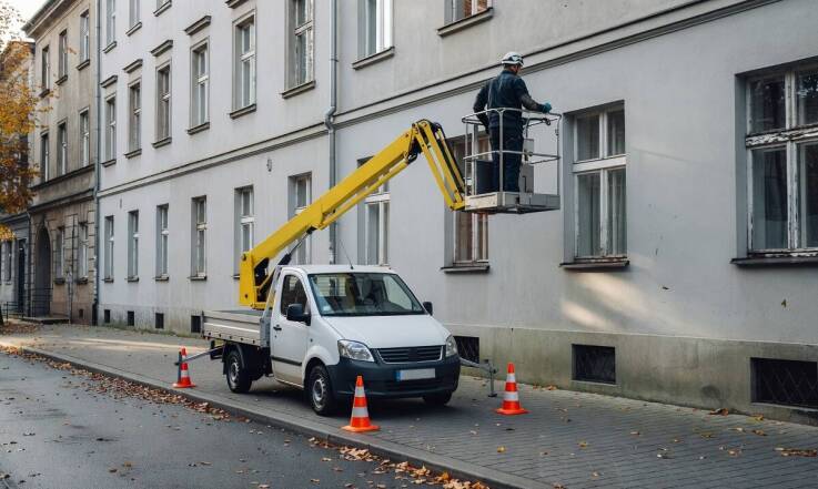 Kiedy podnośnik koszowy zastępuje rusztowanie przy krótkich pracach na wysokości