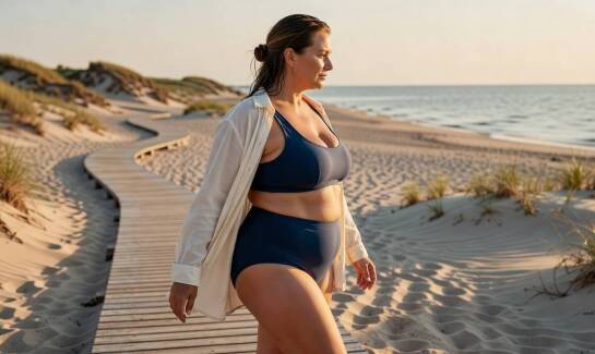 Dwuczęściowy kostium modelujący w większym rozmiarze — wygoda, gdy dzień na plaży nie kończy się na kąpieli