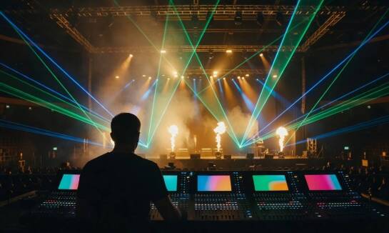 Jak zintegrować pokaz laserowy z pirotechniką, dźwiękiem i innymi efektami na dużej scenie