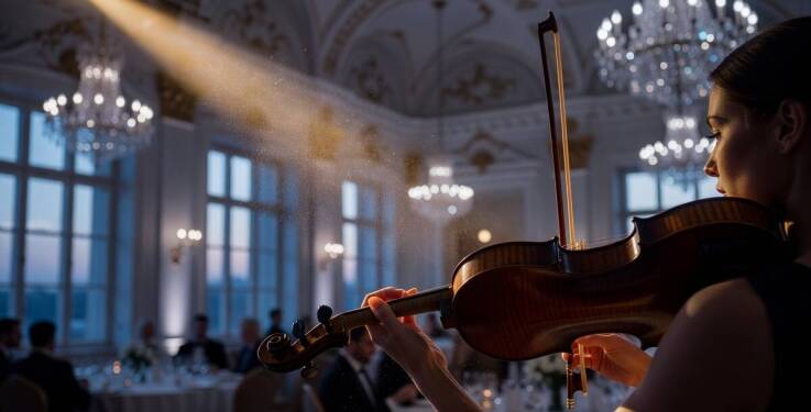 Recital skrzypcowy na eleganckim wydarzeniu — kiedy buduje nastrój, a kiedy wymaga wsparcia