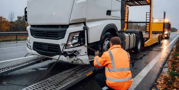 Kiedy rozległe uszkodzenia ciągnika siodłowego wymuszają transport niskopodwoziowy zamiast sztywnego holu