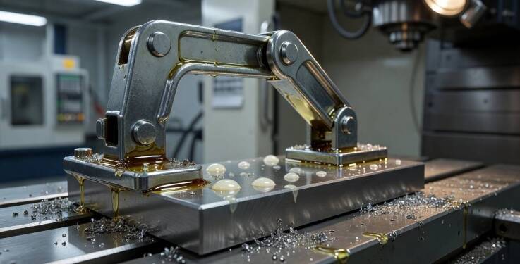 Jak mechanizm dźwigniowy znosi pył i olej podczas seryjnej obróbki detali w hali produkcyjnej