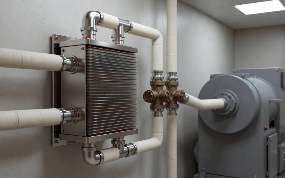 Budowa i mechanika działania obiegów olejowo-wodnych przy transferze energii cieplnej ze sprężarki śrubowej