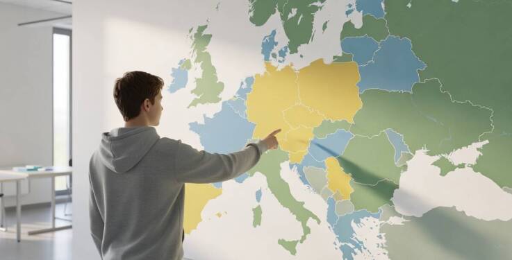 Jak szkolna mapa polityczna Europy porządkuje naukę o Unii i sąsiadach