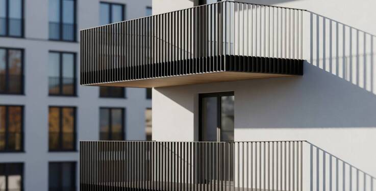 Jak wzór wypełnienia stalowej balustrady zmienia odbiór elewacji w budynku wielorodzinnym