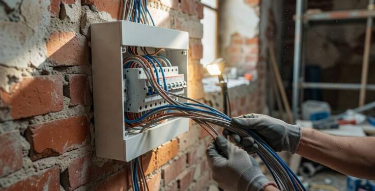Plan instalacji elektrycznej w śląskim budynku przed remontem i przyszłą rozbudową